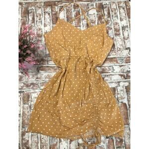 L.A. Hearts Pac Sun Women's Juniors Teens Sm Mustard Color Polka Dots Dress BOHO